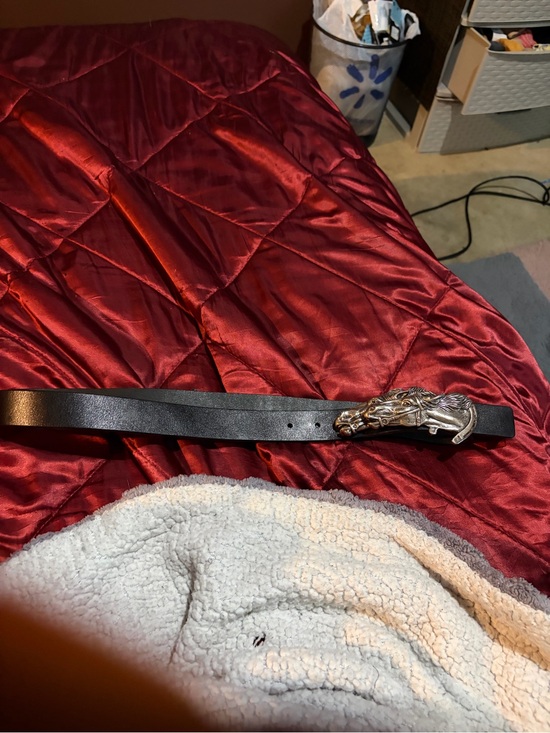 1970s 1980s Vintage Gucci Black Leather Belt with Silver Double Horse-Head Buckl main image 4